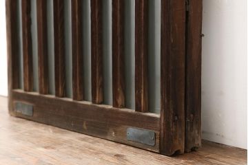 アンティーク建具　昭和中期　すりガラス入りのガラス格子戸2枚セット(建具、引き戸)(R-043869)