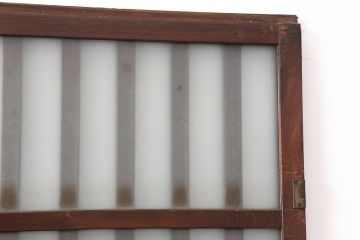 アンティーク建具　昭和中期　すりガラス入りのガラス格子戸2枚セット(建具、引き戸)(R-043869)