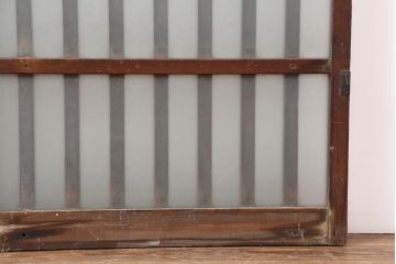 アンティーク建具　昭和中期　すりガラス入りのガラス格子戸2枚セット(建具、引き戸)(R-043869)