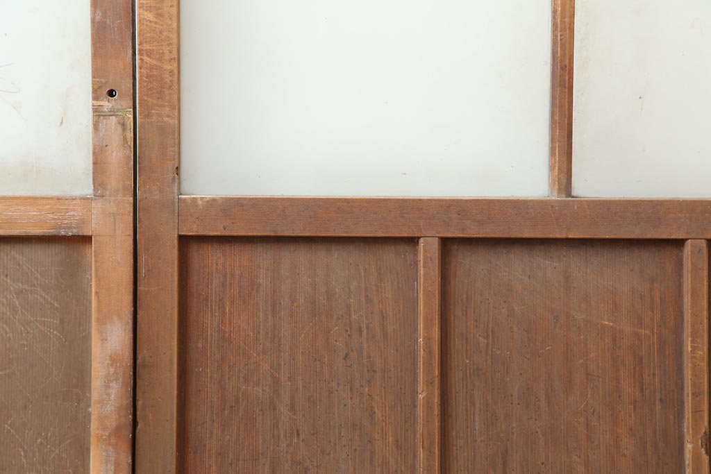 アンティーク建具　昭和初期　レトロな佇まいが魅力のガラス戸2枚セット(建具、引き戸)(R-043870)