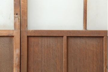 アンティーク建具　昭和初期　レトロな佇まいが魅力のガラス戸2枚セット(建具、引き戸)(R-043870)