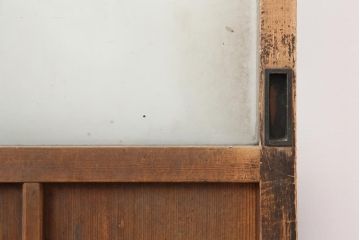 アンティーク建具　昭和初期　レトロな佇まいが魅力のガラス戸2枚セット(建具、引き戸)(R-043870)