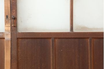 アンティーク建具　昭和初期　レトロな佇まいが魅力のガラス戸2枚セット(建具、引き戸)(R-043870)