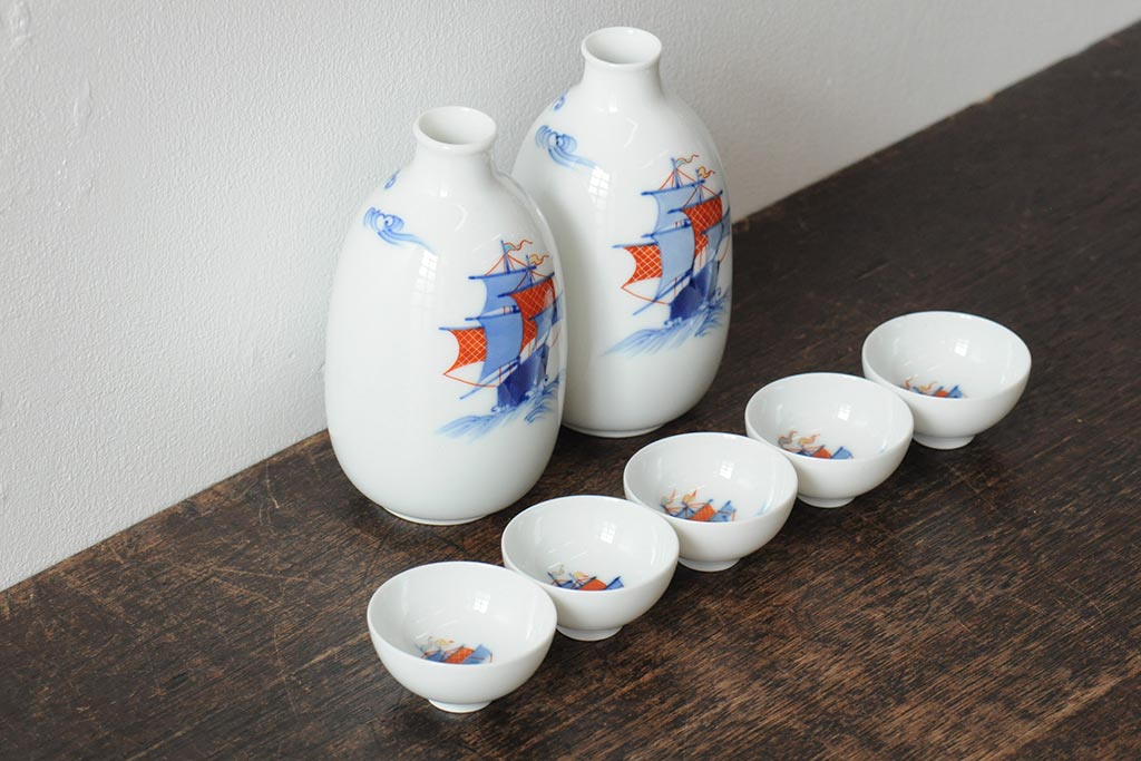 仏蘭西 色絵 酒注 酒器 水注 ピッチャー アンティーク 古道具 ブロカント ロバート・ガラードⅡ【イギリス】 港湾風景文純銀クリーマー