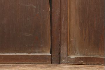 アンティーク建具　明治大正期　ヒノキ材の無双戸2枚セット(無双窓、帯戸、建具、引き戸)(R-043881)