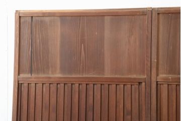 アンティーク建具　明治大正期　ヒノキ材の無双戸2枚セット(無双窓、帯戸、建具、引き戸)(R-043881)