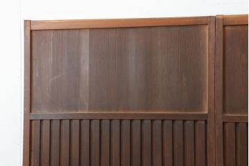 アンティーク建具　明治大正期　ヒノキ材の無双戸2枚セット(無双窓、帯戸、建具、引き戸)(R-043881)
