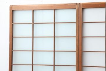アンティーク建具　昭和中期　すりガラス　光をたくさん取り込めるガラス戸4枚セット(引き戸、建具)(R-043885)