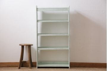 ペイント家具　昭和中期　フレンチカントリーにぴったりなオープンラック(本棚、ウッドシェルフ、収納棚、飾り棚)(R-043887)