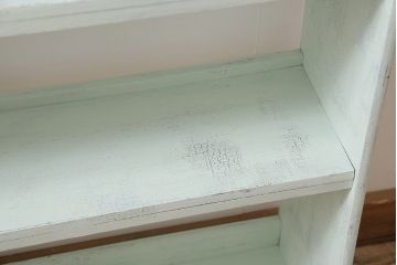ペイント家具　昭和中期　フレンチカントリーにぴったりなオープンラック(本棚、ウッドシェルフ、収納棚、飾り棚)(R-043887)