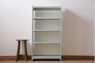 ペイント家具　昭和中期　フレンチカントリーにぴったりなオープンラック(本棚、ウッドシェルフ、収納棚、飾り棚)(R-043887)