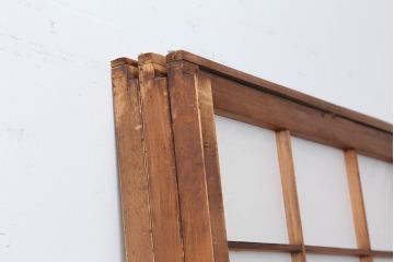 アンティーク建具　昭和中期　シンプルな障子戸3枚セット(引き戸)(R-043888)