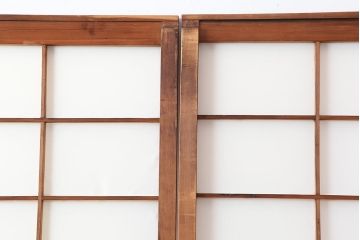 アンティーク建具　昭和中期　シンプルな障子戸3枚セット(引き戸)(R-043888)
