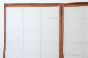 アンティーク建具　昭和中期　シンプルな障子戸3枚セット(引き戸)(R-043888)