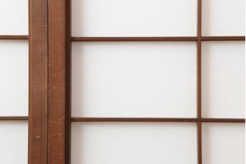 アンティーク建具　昭和中期　シンプルで味のある障子戸4枚セット(引き戸)(R-043889)