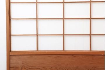 アンティーク建具　昭和中期　しっかりとした木目が魅力の障子戸2枚セット(引き戸)(R-043890)