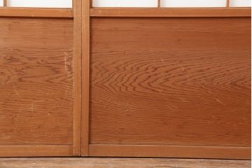 アンティーク建具　昭和中期　しっかりとした木目が魅力の障子戸2枚セット(引き戸)(R-043890)