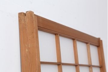 アンティーク建具　昭和中期　しっかりとした木目が魅力の障子戸2枚セット(引き戸)(R-043890)