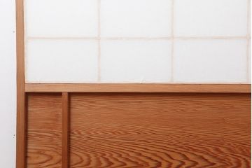 アンティーク建具　昭和中期　しっかりとした木目が魅力の障子戸2枚セット(引き戸)(R-043890)