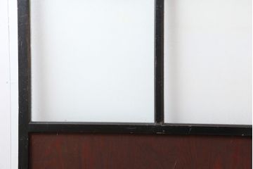 アンティーク建具　昭和初期　結霜ガラス・レトロガラス入り　珍しいデザインの障子戸2枚セット(引き戸)(R-043891)