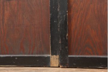 アンティーク建具　昭和初期　結霜ガラス・レトロガラス入り　珍しいデザインの障子戸2枚セット(引き戸)(R-043891)