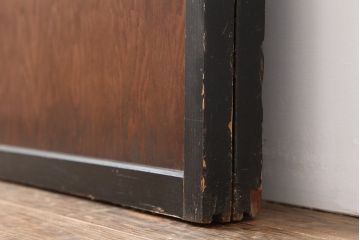 アンティーク建具　昭和初期　結霜ガラス・レトロガラス入り　珍しいデザインの障子戸2枚セット(引き戸)(R-043891)