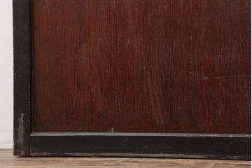 アンティーク建具　昭和初期　結霜ガラス・レトロガラス入り　珍しいデザインの障子戸2枚セット(引き戸)(R-043892)