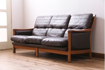 ヴィンテージ家具　オールドマルニ　maruni(マルニ木工)　スタイリッシュなデザインのソファ(3人掛け、三人掛け、ビンテージ)(R-043893)