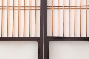 アンティーク建具　昭和初期　レトロガラス入り　上品な和の雰囲気漂う障子戸4枚セット(引き戸、ガラス帯戸)(R-043898)