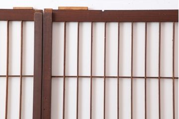 アンティーク建具　昭和初期　レトロガラス入り　すっきりとした格子が目を引く障子戸4枚セット(引き戸、ガラス帯戸)(R-043899)