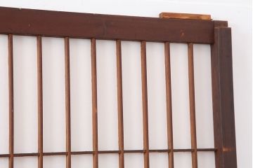 アンティーク建具　昭和初期　レトロガラス入り　すっきりとした格子が目を引く障子戸4枚セット(引き戸、ガラス帯戸)(R-043899)
