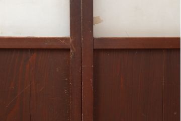 アンティーク建具　昭和初期　レトロガラス入り　すっきりとした格子が目を引く障子戸4枚セット(引き戸、ガラス帯戸)(R-043899)