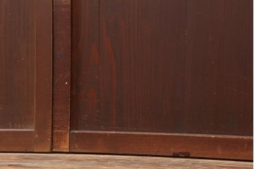 アンティーク建具　昭和初期　レトロガラス入り　すっきりとした格子が目を引く障子戸4枚セット(引き戸、ガラス帯戸)(R-043899)