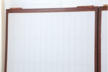 アンティーク建具　昭和初期　レトロガラス入り　すっきりとした格子が目を引く障子戸4枚セット(引き戸、ガラス帯戸)(R-043899)