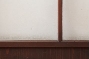 アンティーク建具　昭和初期　レトロガラス入り　すっきりとした格子が目を引く障子戸4枚セット(引き戸、ガラス帯戸)(R-043899)