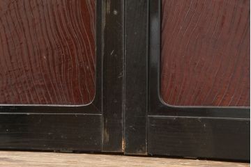 アンティーク建具　昭和初期　ガラス入り　和モダンな雰囲気が魅力の障子戸4枚セット(引き戸)(R-043900)