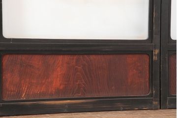 アンティーク建具　昭和初期　ガラス入り　和モダンな雰囲気が魅力の障子戸4枚セット(引き戸)(R-043900)