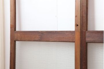 アンティーク建具　昭和後期　レトロガラス入り　シンプルなデザインのガラス戸4枚セット(引き戸)(R-043908)