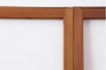 アンティーク建具　昭和後期　レトロガラス入り　シンプルなデザインのガラス戸4枚セット(引き戸)(R-043908)