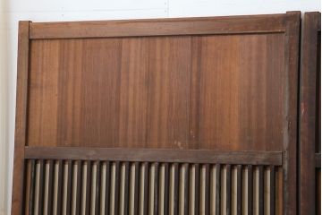 アンティーク建具　大正昭和初期　裏障子付き　味わい深い木肌が魅力の格子帯戸4枚セット(引き戸)(R-043909)