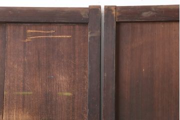 アンティーク建具　大正昭和初期　裏障子付き　味わい深い木肌が魅力の格子帯戸4枚セット(引き戸)(R-043909)