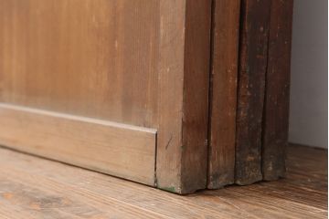 アンティーク建具　大正昭和初期　裏障子付き　味わい深い木肌が魅力の格子帯戸4枚セット(引き戸)(R-043909)