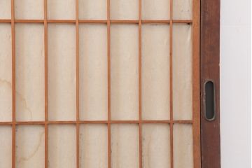 アンティーク建具　大正昭和初期　裏障子付き　味わい深い木肌が魅力の格子帯戸4枚セット(引き戸)(R-043909)