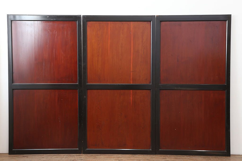 アンティーク建具　明治大正期　上品な和の雰囲気作りにおすすめの板戸3枚セット(帯戸、引き戸)(R-043919)