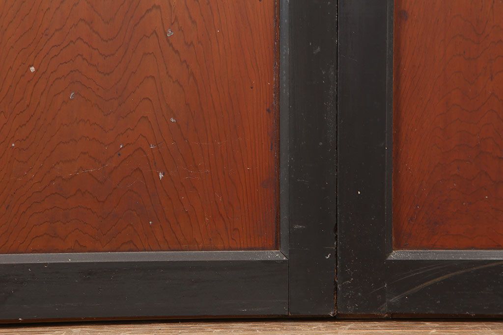 アンティーク建具　明治大正期　上品な和の雰囲気作りにおすすめの板戸3枚セット(帯戸、引き戸)(R-043919)