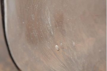 アンティーク雑貨　エンボス入り　レトロな空間づくりにおすすめな古いタバコ屋のガラス瓶(ガラスビン、タバコ瓶)(R-043923)