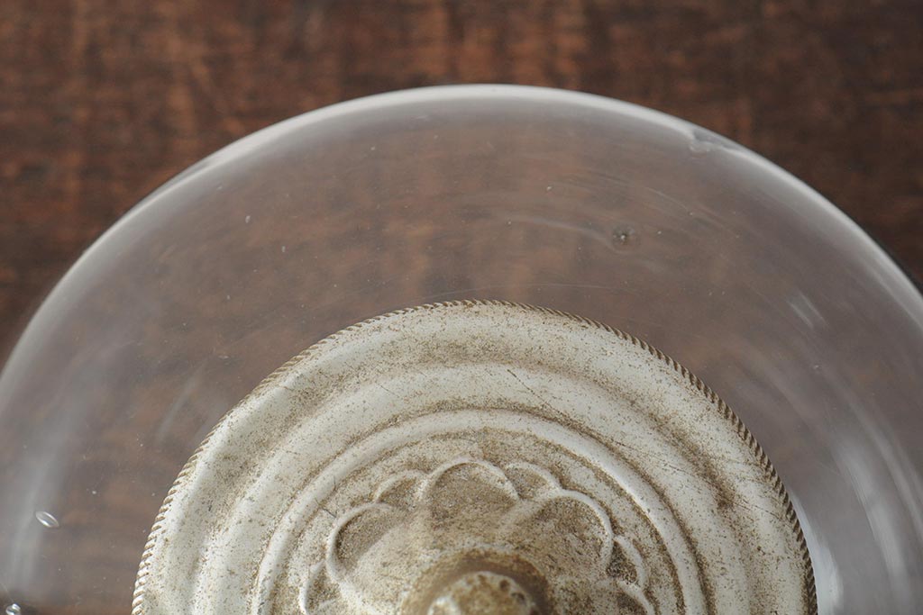 レトロ雑貨　昭和レトロ　蓋がおしゃれな可愛らしい地球瓶(ガラス瓶、ガラスビン)(R-043924)