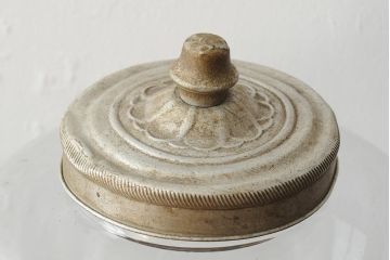 レトロ雑貨　昭和レトロ　蓋がおしゃれな可愛らしい地球瓶(ガラス瓶、ガラスビン)(R-043924)