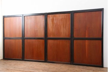 アンティーク建具　明治大正期　上品な和の雰囲気作りにおすすめの板戸4枚セット(帯戸、引き戸)(R-043927)