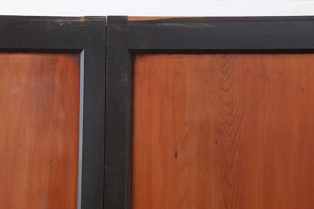 アンティーク建具　明治大正期　上品な和の雰囲気作りにおすすめの板戸4枚セット(帯戸、引き戸)(R-043927)